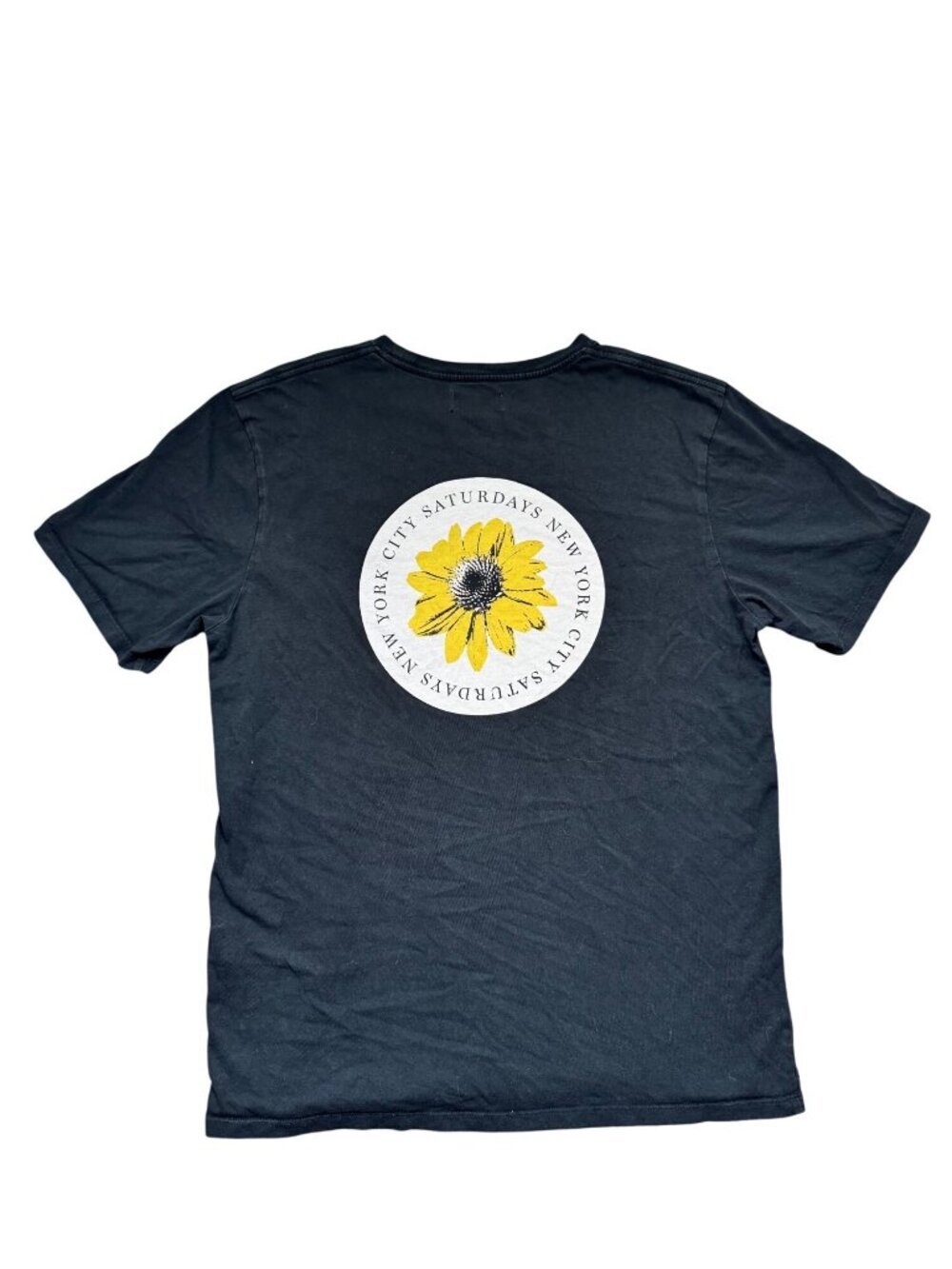 Saturdays New York City Black Sunflower Graphic T-Shirt Mens Large 100% Cotton